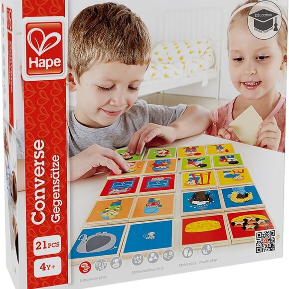 Hape Brand New Converse Wooden Match Opposites Educational Game - Picture 1 of 8